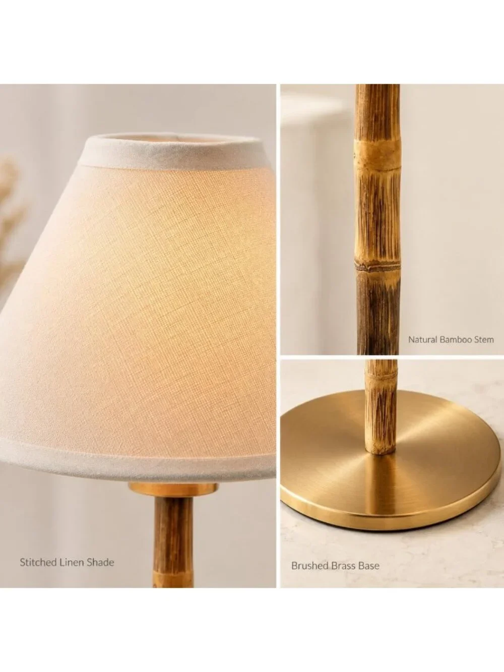 Rechargeable Bamboo Cordless LED Table Lamp - Dimmable Warm Light, Portable
